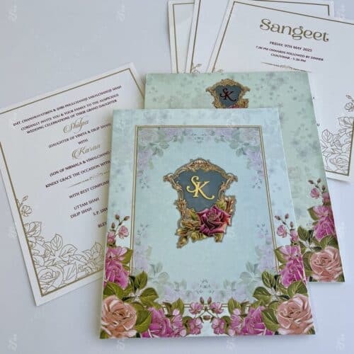 8″x10″ Square Light Blue Floral – 982