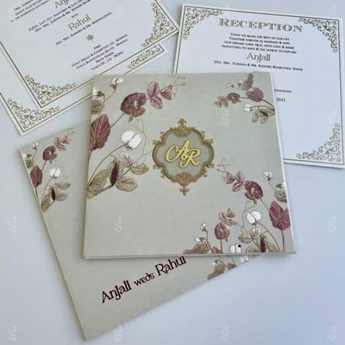 8.5″ Square Matte Grey Floral – 986