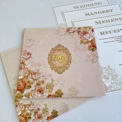 8.5″ Square Peach Floral – 988