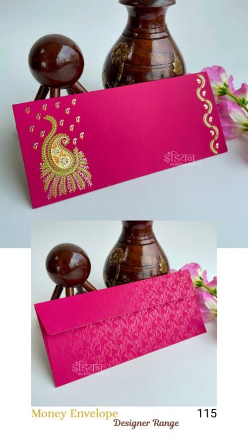 Fuchsia Pink Henna Designer Rectangular Money Gift Envelope Wedding Shagun Lifafa