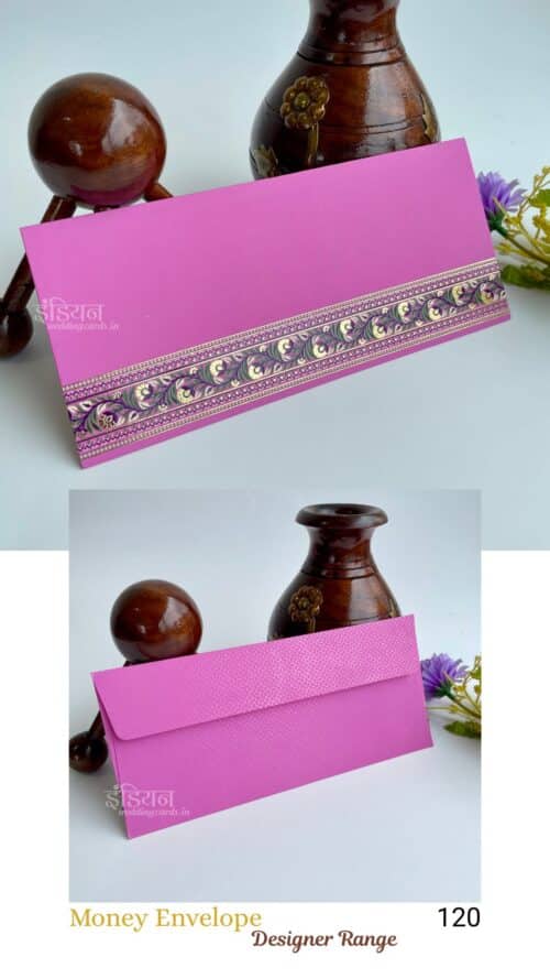 Pink Floral Border Rectangular Money Gift Envelope Wedding Shagun Lifafa