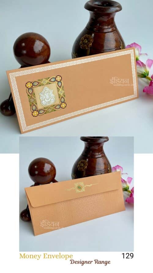 Traditional Indian Design with Ganesh Money Gift Envelope Wedding Shagun Lifafa