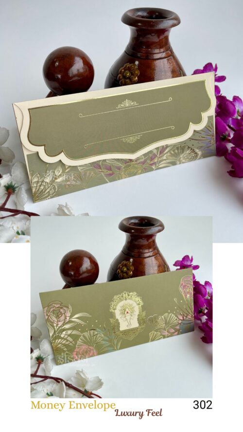 Designer Ganpati & Pastel Colour Velvet Feel Luxury Money Gift Envelope Wedding Shagun Lifafa