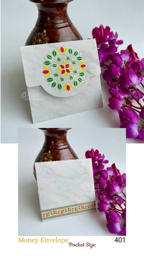 Rangoli Designer Square Money Gift Envelope Wedding Shagun Lifafa