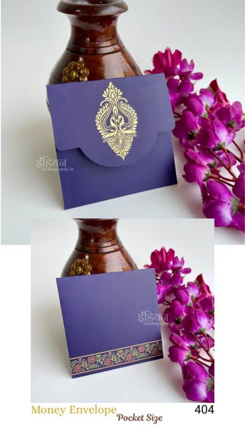 Blueish Golden Peacock UV foil Square Money Gift Envelope Wedding Shagun Lifafa