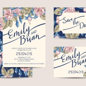 Floral Blue and Pink White theme Ecard for Whatsapp