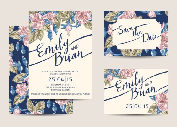 Floral Blue and Pink White theme Ecard for Whatsapp